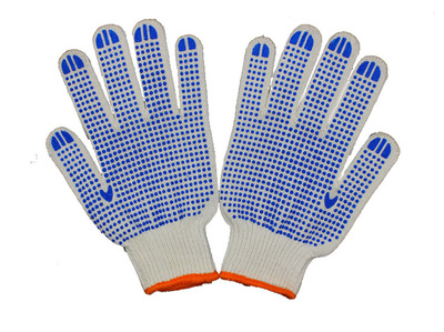 蓝点塑纱线手套 高性价比劳保防护之选